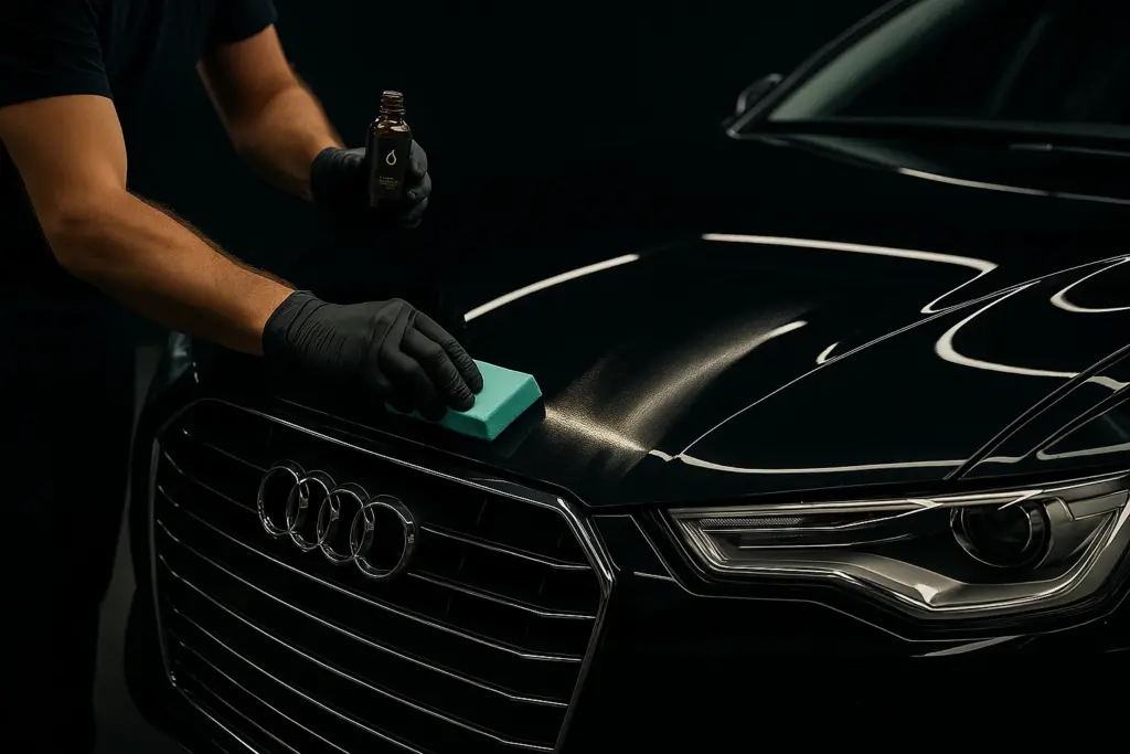 Текущее изображение: Keramikversiegelung auf Autooberfläche – professionelle Lackversiegelung in München